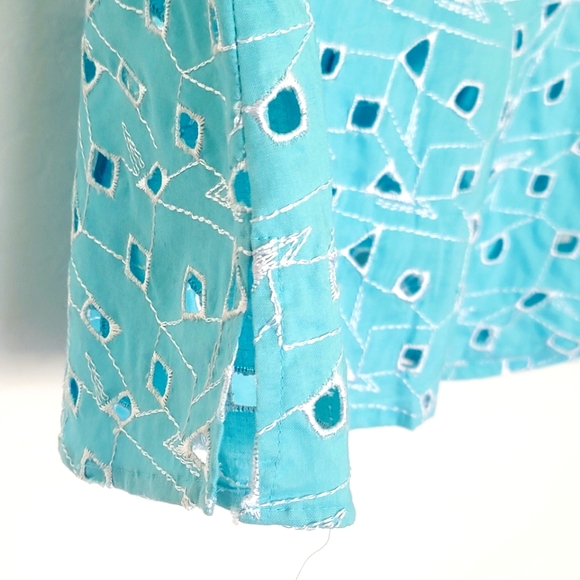 90s/Y2K Savvy by DT Studio Eyelet Button Down Blouse/Jacket - Picture 4 of 7